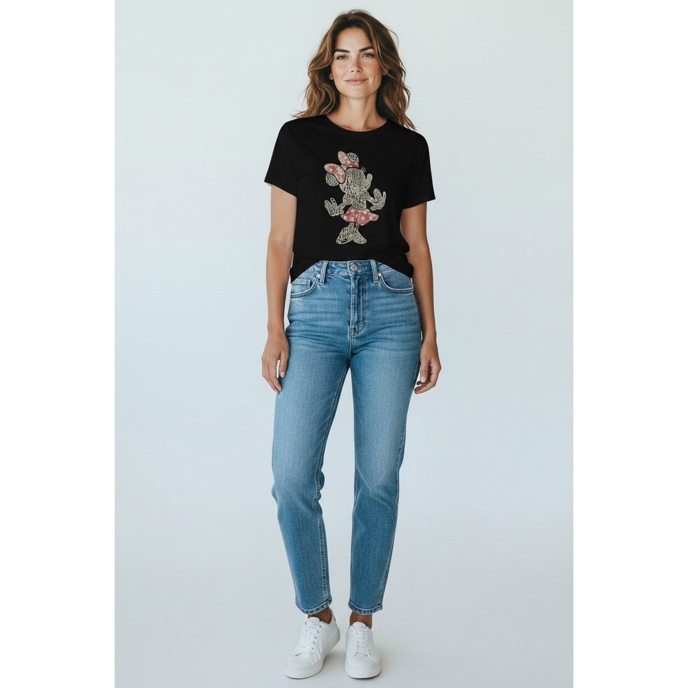Disney Disneyland Parks Tee T-Shirt Womens Small Black Minnie Mouse Cotton